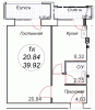 Продаю 1 - к. квартиру, 39м2, 2/4 дома